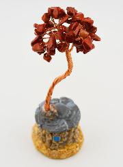 Arbre de vie Jaspe Rouge & Cabane - 14cm