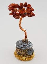 Arbre de vie Jaspe Rouge & Cabane - 14cm