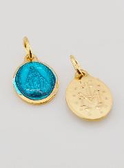 Médaille Miraculeuse Dorée - Email Turquoise - 15 mm