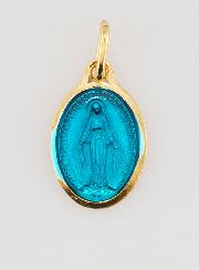 Médaille Miraculeuse Dorée - Email Turquoise - 15 mm