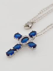 Collier Religieux en Laiton - Croix Bleue