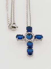 Collier Religieux en Laiton - Croix Bleue