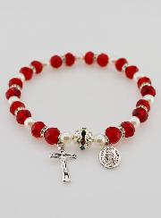 Bracelet Dizainier Croix et Miraculeuse - Rouge