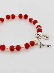 Bracelet Dizainier Croix et Miraculeuse - Rouge