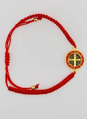 Bracelet Réglable Médaille de Saint Benoît - Rouge
