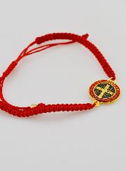 Bracelet Réglable Médaille de Saint Benoît - Rouge