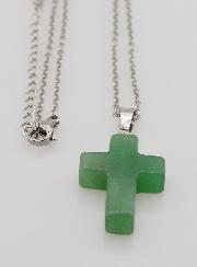 Collier Religieux Chaîne Inox & Croix en Aventurine