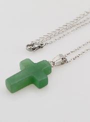 Collier Religieux Chaîne Inox & Croix en Aventurine