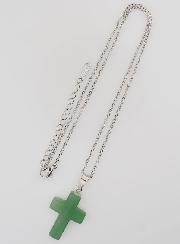 Collier Religieux Chaîne Inox & Croix en Aventurine