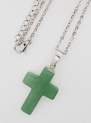 Collier Religieux Chaîne Inox & Croix en Aventurine