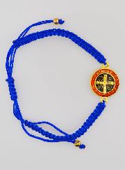 Bracelet Réglable Médaille de Saint Benoît - Bleu