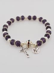 Bracelet Dizainier Croix et Miraculeuse - Violet