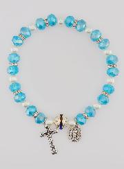 Bracelet Religieux Vierge Miraculeuse - Bleu Ciel