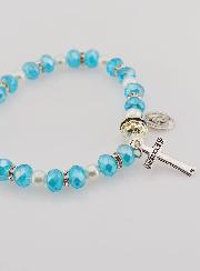 Bracelet Religieux Vierge Miraculeuse - Bleu Ciel