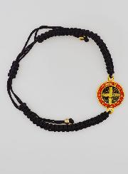 Bracelet Réglable Médaille de Saint Benoît - Noir