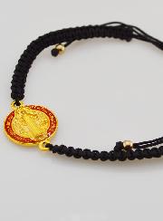 Bracelet Réglable Médaille de Saint Benoît - Noir