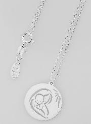 Collier Religieux Vierge à l'Enfant en Argent 20mm
