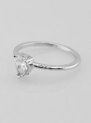 Bague Solitaire Goutte Argent et Zircon - T54