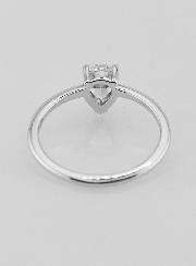 Bague Solitaire Goutte Argent et Zircon - T54