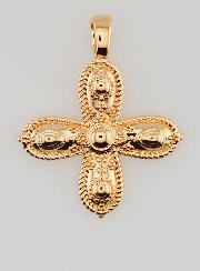 Pendentif Croix Carrée Relief Baroque - Plaqué Or
