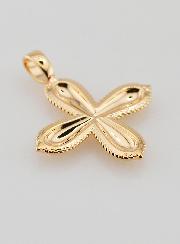 Pendentif Croix Carrée Relief Baroque - Plaqué Or