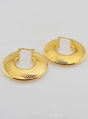 Boucles d'Oreilles Créoles Modernes Striées 4cm - Inox Or