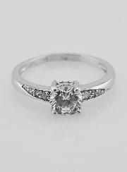 Bague Solitaire Argent et Zircon - T54