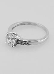 Bague Solitaire Argent et Zircon - T54