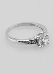 Bague Solitaire Argent et Zircon - T54