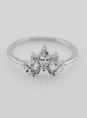 Bague Couronne Argent et Zircons - T54