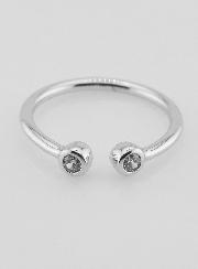 Bague Anneau Ouvert en Argent et Zircons - T54