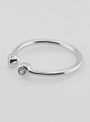 Bague Anneau Ouvert en Argent et Zircons - T54