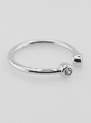 Bague Anneau Ouvert en Argent et Zircons - T54
