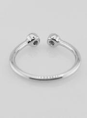 Bague Anneau Ouvert en Argent et Zircons - T54