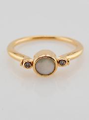 Bague en Plaqué Or Solitaire Double Face - T56