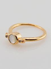 Bague en Plaqué Or Solitaire Double Face - T56