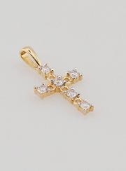 Pendentif Croix en Or 9k & Zirconiums - 15mm
