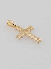 Pendentif Croix en Or 9k & Zirconiums - 15mm