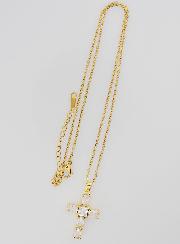 Collier Religieux en Laiton Doré - Croix Strass