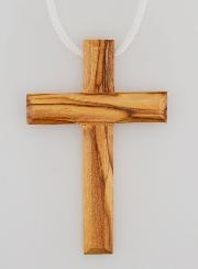 Croix d'Aube de Communion en Bois d'Olivier avec Cordon 7 cm