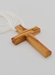 Croix d'Aube de Communion en Bois d'Olivier avec Cordon 7 cm