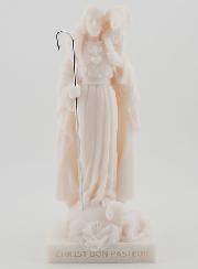 Statue Religieuse Christ bon Pasteur en Albâtre - 17cm