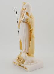 Statue Religieuse Christ bon Pasteur en Albâtre Beige et Or - 17cm