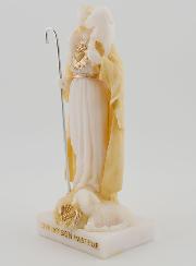 Statue Religieuse Christ bon Pasteur en Albâtre Beige et Or - 12cm