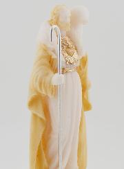 Statue Religieuse Christ bon Pasteur en Albâtre Beige et Or - 12cm