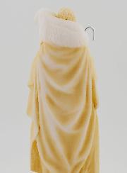 Statue Religieuse Christ bon Pasteur en Albâtre Beige et Or - 12cm
