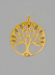 Médaille en Or Arbre de Vie Ajouré Pailleté - 16mm