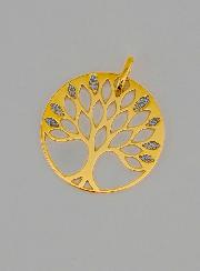 Médaille en Or Arbre de Vie Ajouré Pailleté - 16mm