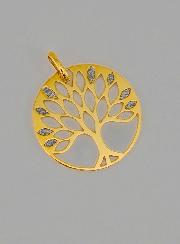 Médaille en Or Arbre de Vie Ajouré Pailleté - 16mm