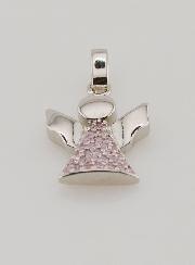 Pendentif Ange-Gardien en Argent et Zircons Roses - 15 mm
